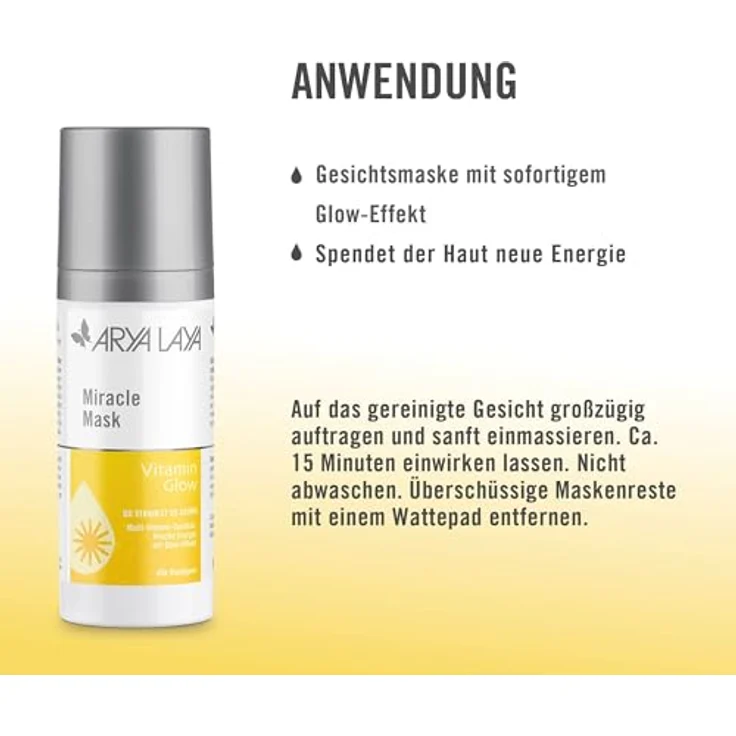 ARYA LAYA Miracle Mask Trio, 3 x 30 ml: Pflegende Gesichtsmasken im Set für alle Hauttypen mit Glow-Effekt, Glättungs-Effekt & Beruhigungs-Effekt – Bild 5