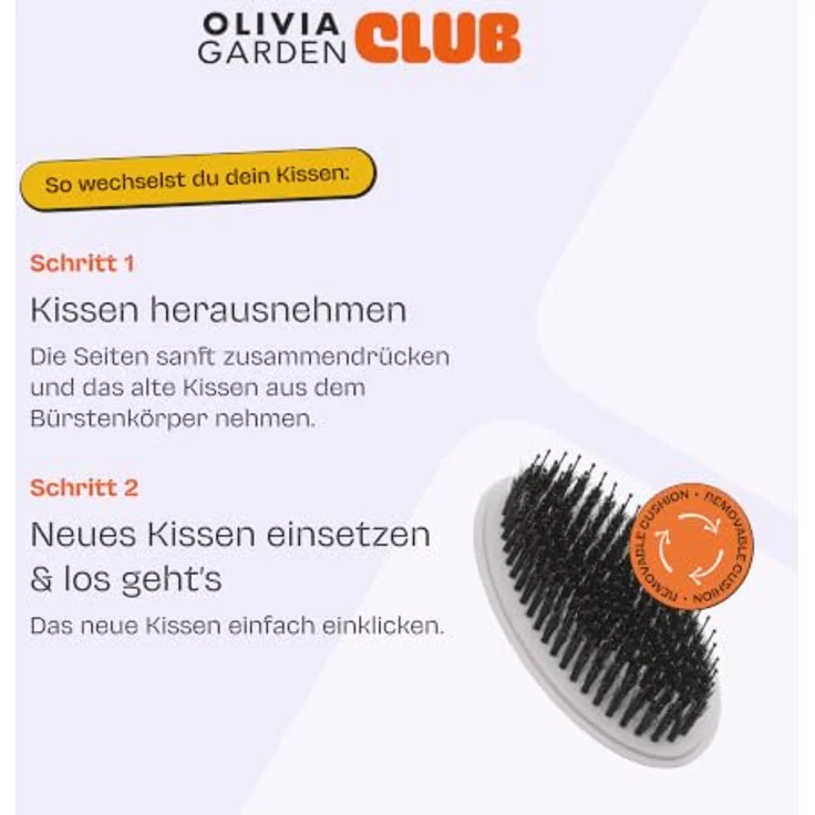 Olivia Garden Club The Reset Wet Detangling Cushion, Paddlebürste für nasses und lockiges Haar, lila – Bild 4