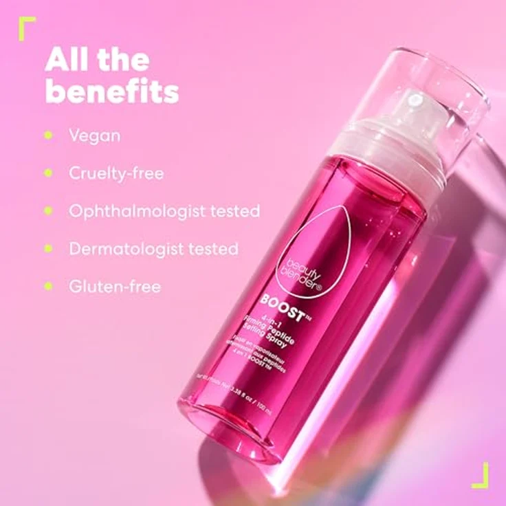 beautyblender Boost 4-in-1 Fixing Spray, feuchtigkeitsbeständig, langanhaltend für 18 Stunden, vegan und tierversuchsfrei – Bild 3