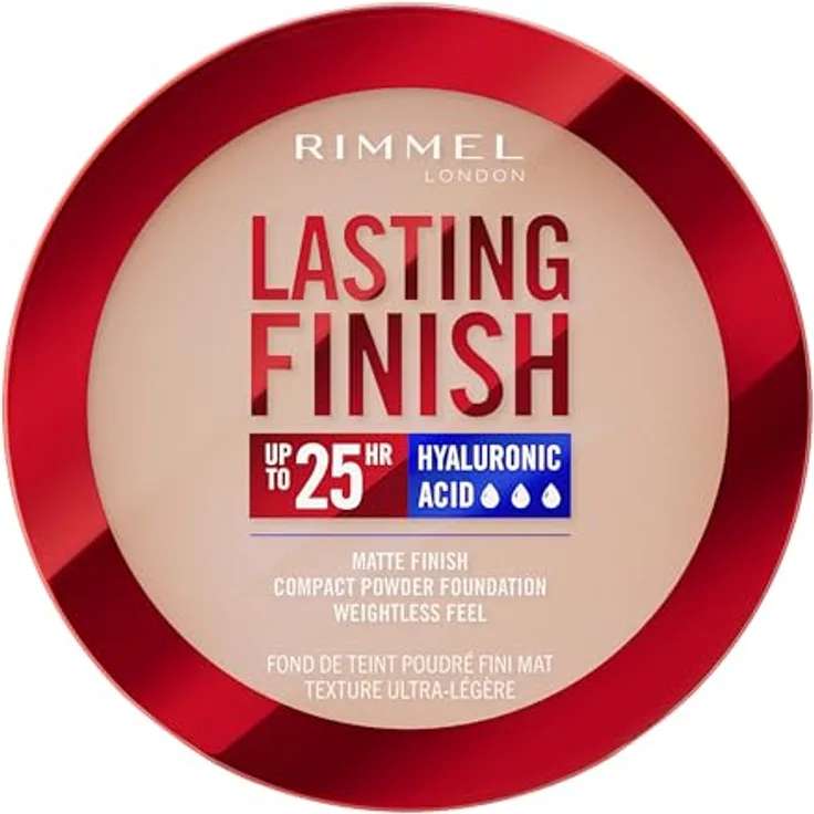 Rimmel London Lasting Finish 004 Rose Ivory Compact Foundation mit Soft-Focus, mattem Finish und vollständiger Abdeckung, SPF20, vegane Formel, 7 g