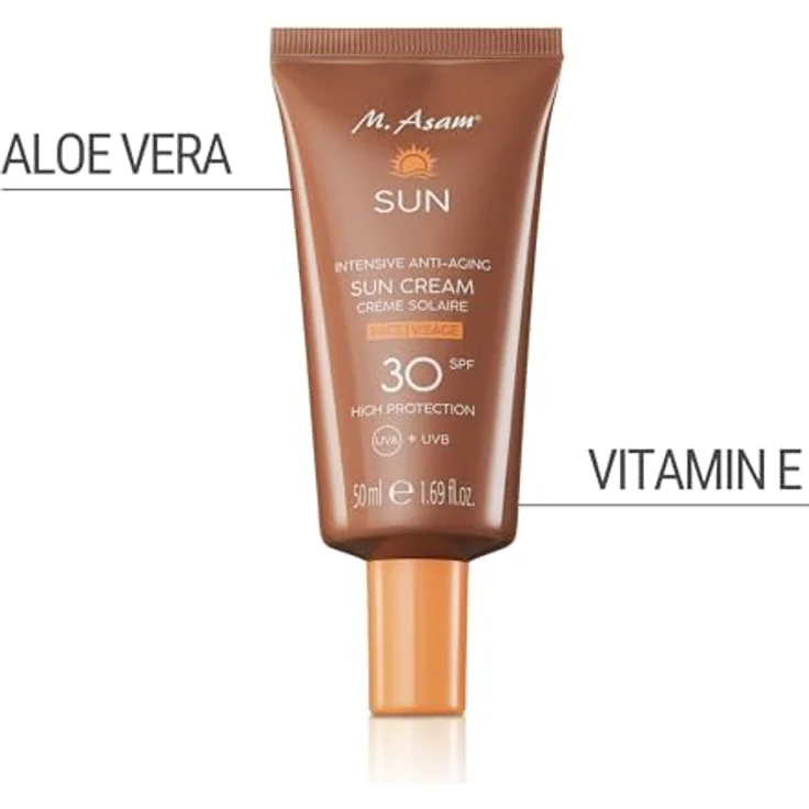 M. Asam SUN Intensive Anti-Aging Sonnencreme Gesicht LSF 30 (50 ml) – Gesichtscreme mit sofortigem Schutz vor UVA- & UVB-Strahlung, beugt sonnenbedingten Hautschäden vor, mit Aloe Vera & Kokoswasser – Bild 3