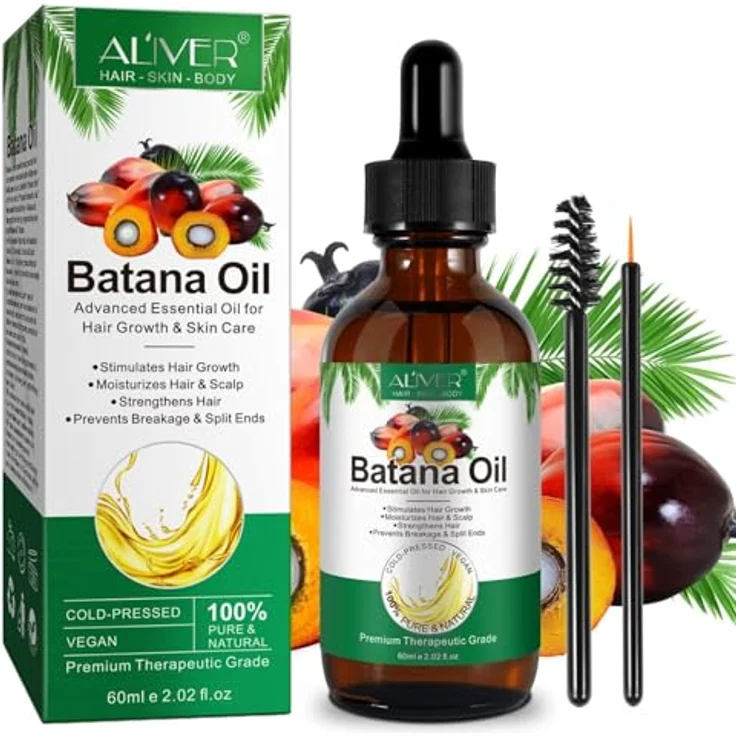P-Beauty Bio Batana Öl, veganes Kaltgepresstes Pflegeöl für Haare, Gesicht & Nägel, 60ml - fördert Haarwuchs, gegen Haarausfall & Spliss, reichhaltige Pflege, für alle Haut- und Haartypen – Bild 1