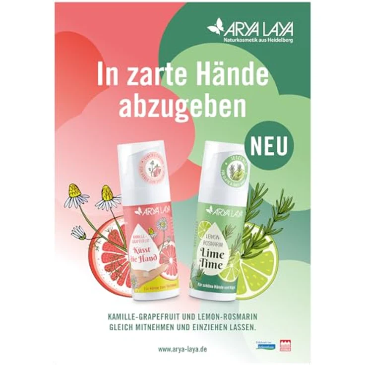 ARYA LAYA Lemon-Rosmarin Handpflege, 50 ml Airless-Spender, vegan, Lime Time (Special Edition) für zarte Hände – Bild 4