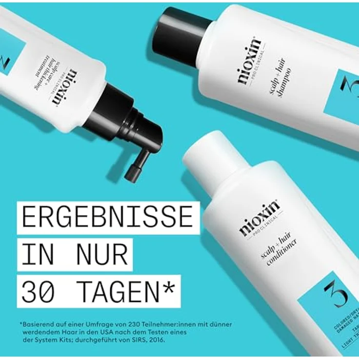 NIOXIN Scalp + Hair System 3 Shampoo – Tiefenreinigungsshampoo für coloriertes, trockenes & strapaziertes Haar mit Biotin, Koffein & Niacinamid (1 l) – Bild 3