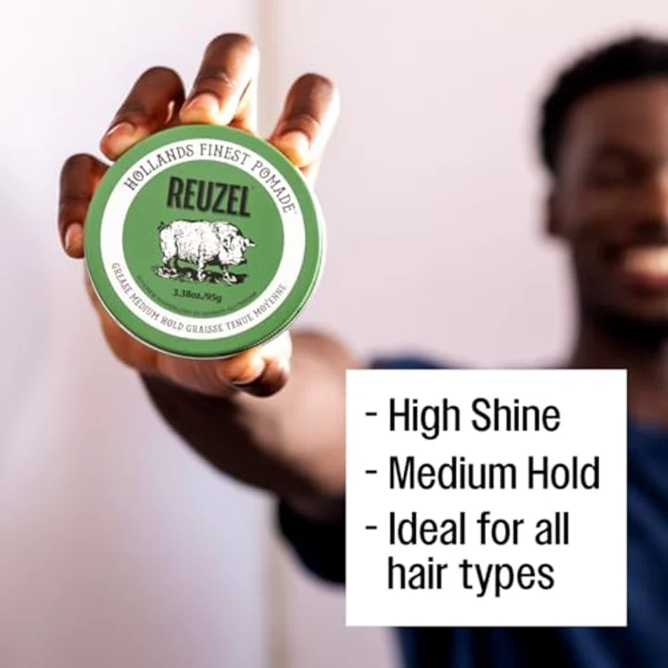 Reuzel Green Grease Medium Hold Pomade, Haarstyling Produkt mit mittlerem Halt, 95 g, Unisex – Bild 4