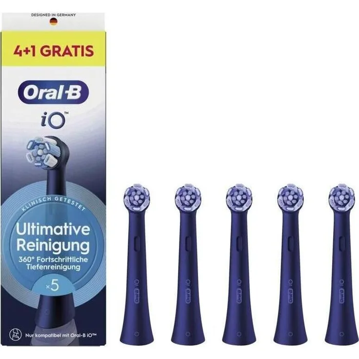 Oral-B iO Ultimative Reinigung Aufsteckbürsten, 5er Set in schwarz für gründliche Mundpflege