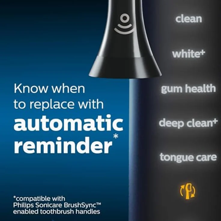 PHILIPS Sonicare HX6066/88 Optimal White, 4er-Pack Aufsteckbürsten mit diamantförmigem Borstenbereich und BrushSync Technologie – Bild 5