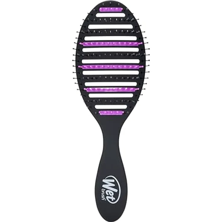Wet Brush Speed Dry Charcoal Infused Bürste, Flachbürste für alle Haartypen mit flexiblen Borsten zur schonenden Entwirrung und Kopfhautmassage