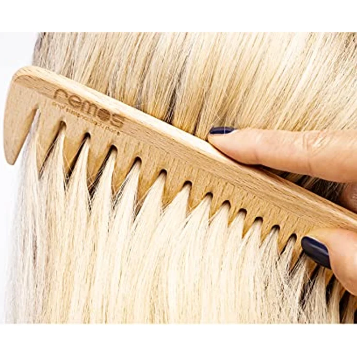 REMOS Haarkamm aus Buchenholz, 19 cm mittlere Zahnung, nicht lackiert, ideal für unterwegs, hergestellt in Italien – Bild 4