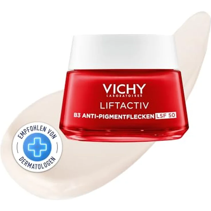 VICHY Anti-Pigmentflecken Tagescreme mit LSF 50, Für empfindliche, reife Haut, Mildert Pigmentflecken, Mit Bio-Peptiden und Niacinamid, Liftactiv B3, 50 ml – Bild 1