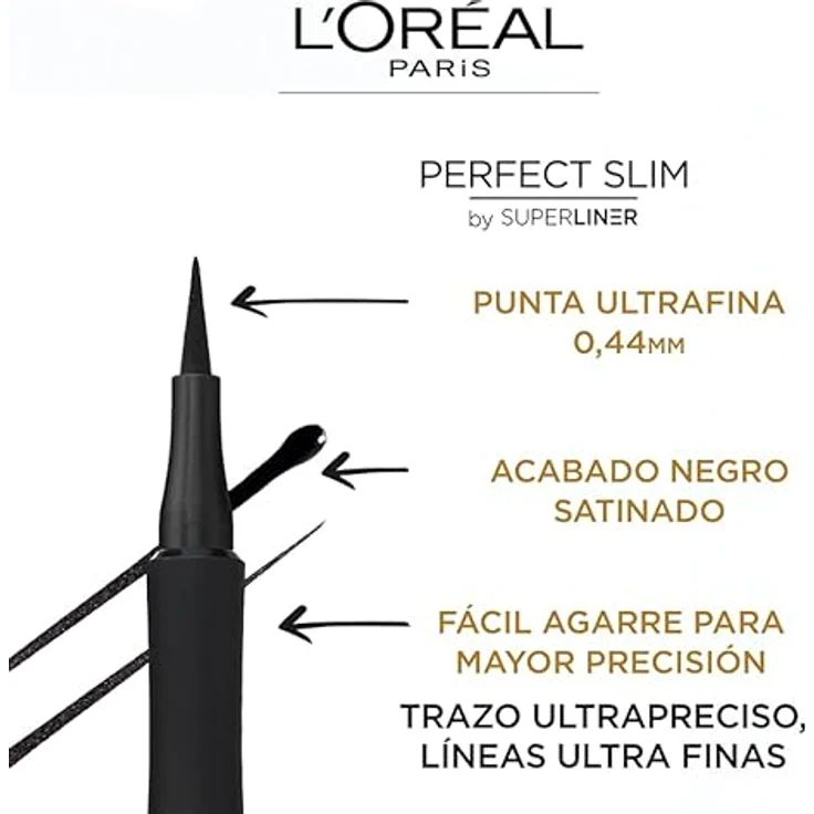 L’Oréal Paris Super Liner Perfect Slim, Eyeliner mit feiner Filzstiftspitze und 24h Halt, 0,6 ml, GREY – Bild 3