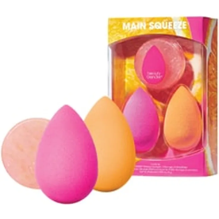 beautyblender Main Squeeze Blend & Cleanse Set, Make-Up Schwamm in limitierter Edition Pop, 2 Stück + Solid Blendercleanser 1 Stück