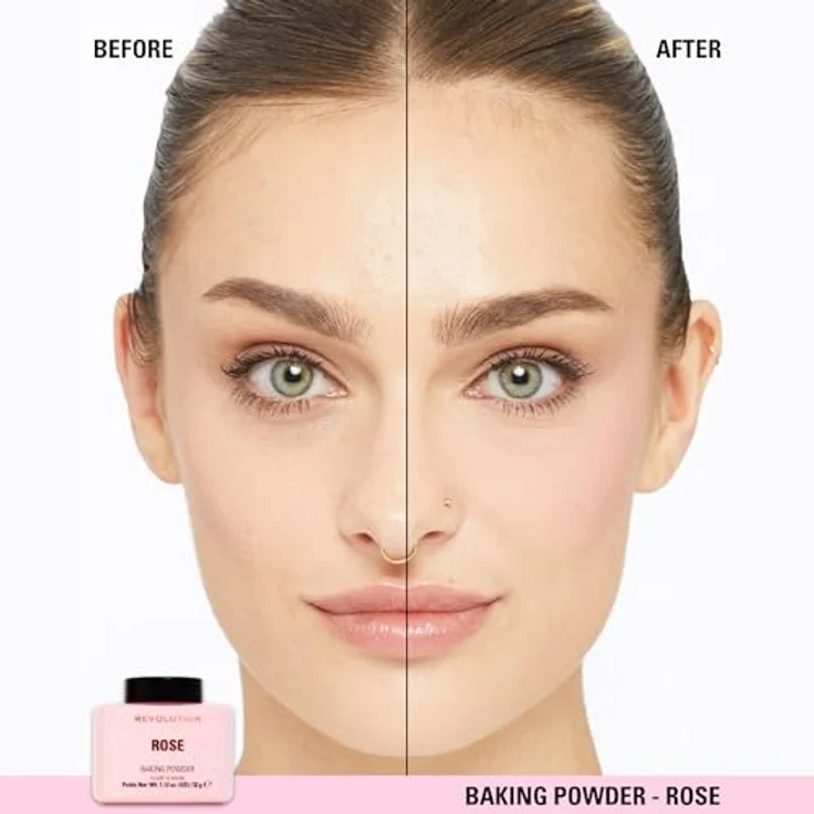 Revolution Beauty London Loose Baking Powder, Prolongs Makeup Wear, Brightening Setting Powder, Rose 32g – Bild 4