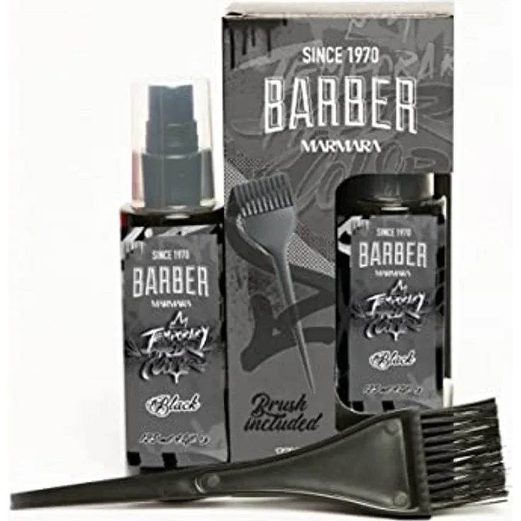 BARBER MARMARA Temporary Hair Color Schwarz 125ml / Schnurrbart Bart und Haar Farbe / eliminiert Grau für ein dickeres und volleres Aussehen / Frei von Ammoniak und Peroxid / Fertige Mixtur