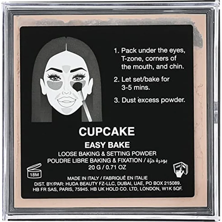 Huda Beauty Easy Bake Loose Powder, loser Puder für makelloses Finish, Farbton Cupcake, 20 g – Bild 3