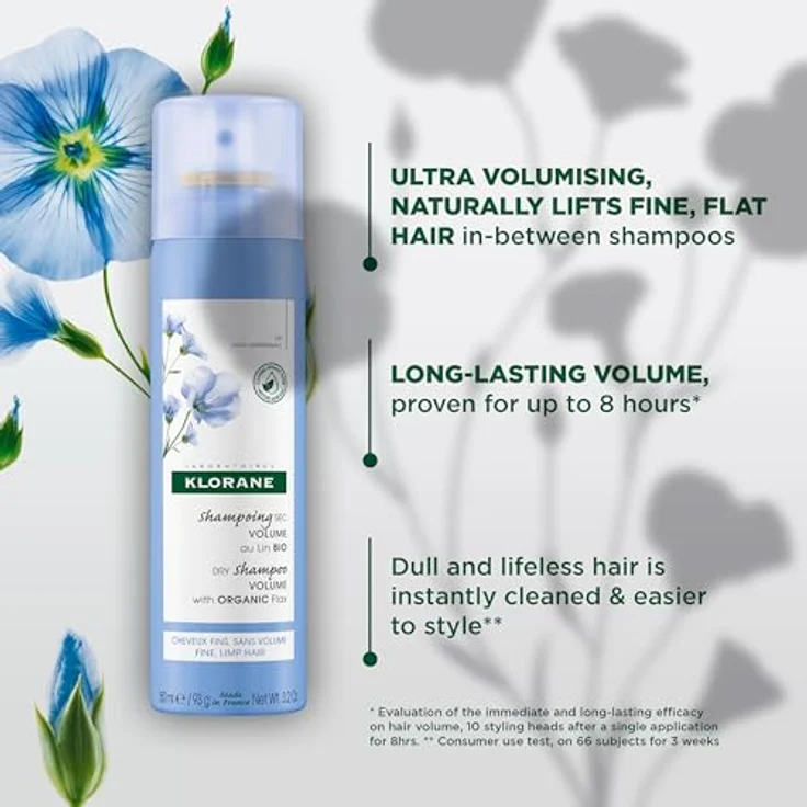Klorane Volumizing Dry Shampoo mit Leins, Parabenen und Sulfatfrei, 90 ml – Bild 2