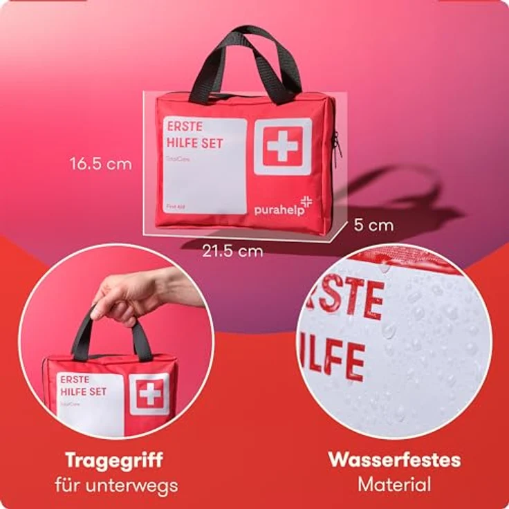 Purahelp Erste-Hilfe-Set 172 Teile für Zuhause, im Büro oder Unterwegs, (172 St), Reiseapotheke Erste Hilfe Set Outdoor Erste Hilfe Set Kinder – Bild 5