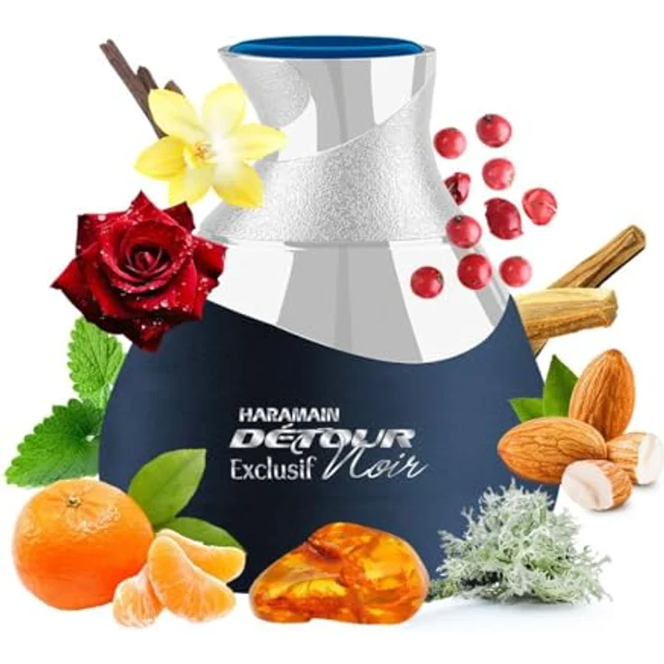 Al Haramain Detour Noir Exclusif 100ml Eau de Parfume Spray | Arabian Perfume for Women | Luxury Unisex Scent, Almond, Mandarin Orange, Bergamot, Rose, Vanilla, Coffee – Bild 2