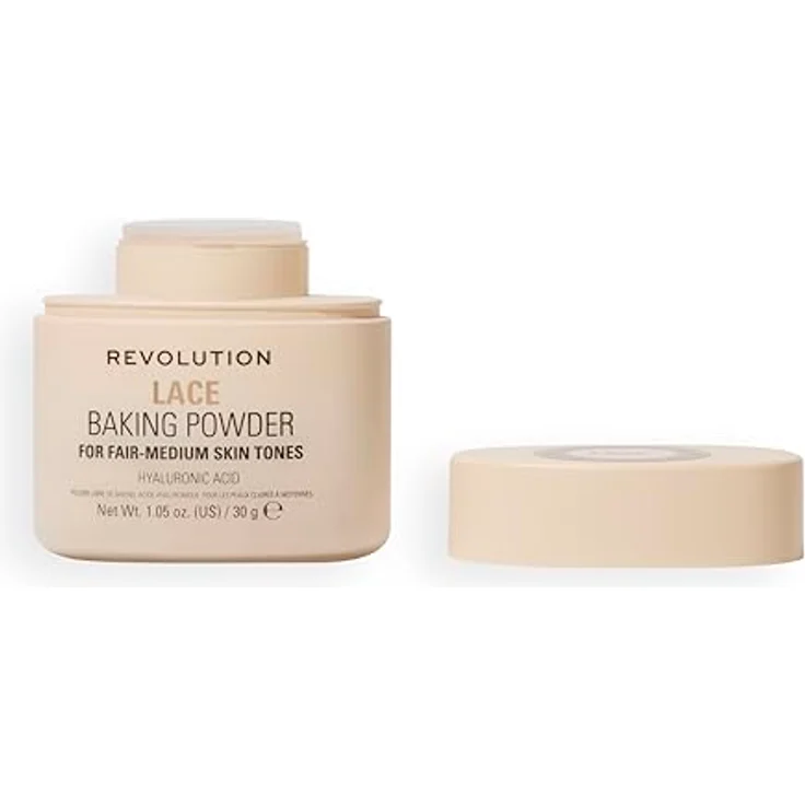 Revolution Loose Baking Powder Puder 30 g, Talkfrei mit Vitamin E und Hyaluronsäure, LACE – Bild 9