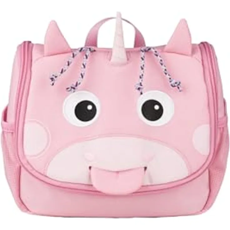 Affenzahn Necessaire Toilettentasche, Pink, 2 l mit gestickten Details, kleinem Haken und recyceltem Material