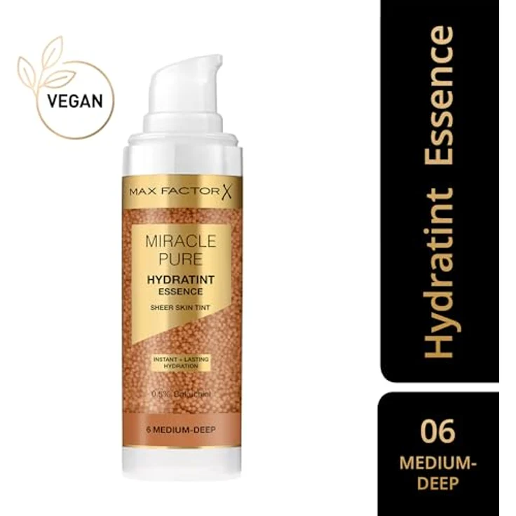 MAX FACTOR Foundation Miracle Pure Hydratint Essence 6 Medium-Deep, 30 ml, vegane Feuchtigkeitsformel mit 24 Stunden Hydration und natürlichem Glow – Bild 2