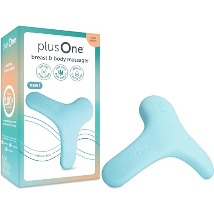 plusOne Breast Body Warming Lactation Massager, 5 Vibrationsmodi, wasserdicht, ergonomisches Design für gezielte Massage