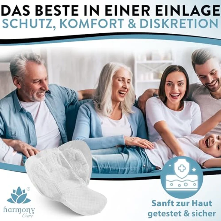 Harmony Care Inkontinenz-Einlage für Männer, Saugkraft bis zu 470 ml, 20 Stück, ergonomisches Design mit Seitenauslaufschutz und Odour-Free-System – Bild 7