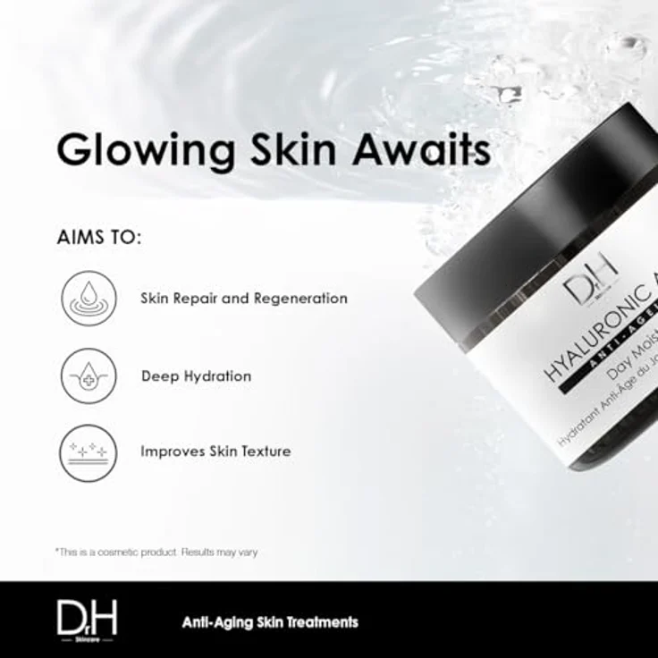 Skin Chemists Dr. H Hyaluronic Acid Anti-Ageing Day Moisturiser, feuchtigkeitsspendende Gesichtscreme mit jugendlichem Finish, 60 ml – Bild 2