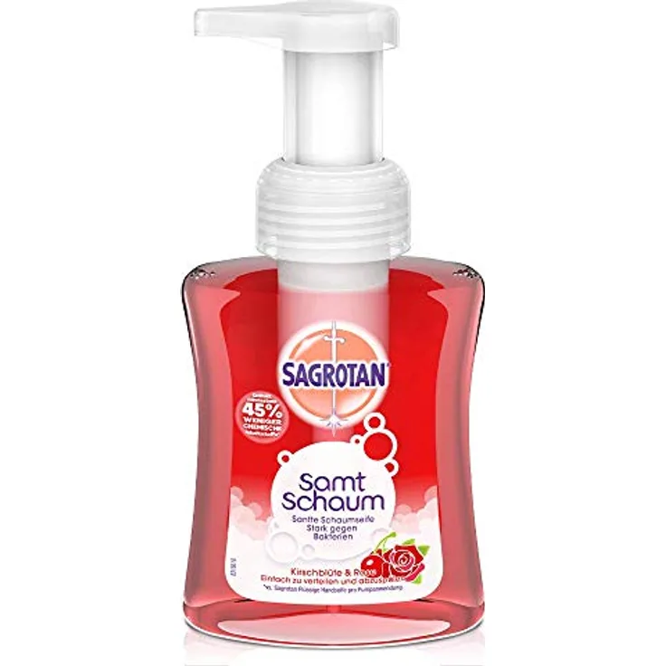 Sagrotan Samt-Schaum Seife Kirschblüte & Rose – 1 x 250 ml Schaumseife im Seifenspender