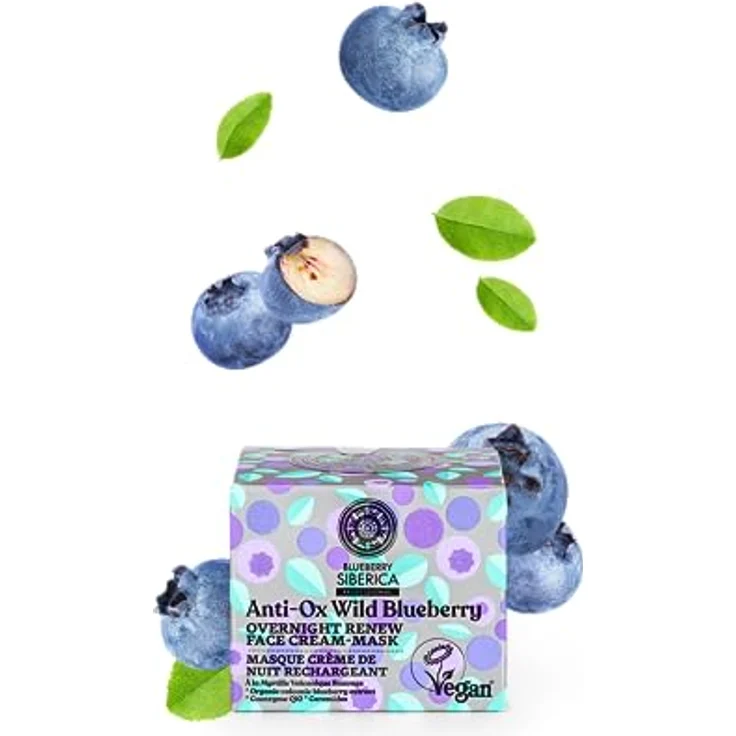 Natura Siberica Anti-Ox Wild Blueberry, erneuernde Nacht-Creme-Maske für Damen, 50 ml, vegan, verbessert das Hautbild, seidenweich – Bild 6