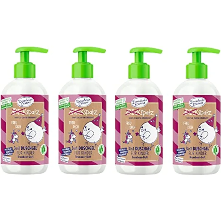 4er Pack Dresdner Essenz Dreckspatz Duschgel"Freu Dich" Brombeer-Duft 4 x 250 ml Duschbad vegan