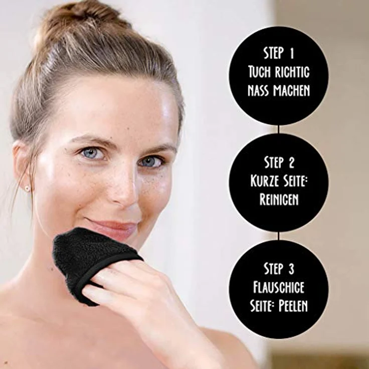 Der original MakeUp Radierer | Microfaser Abschminktuch (PAD | 2 Stück, Schwarz) – Bild 3