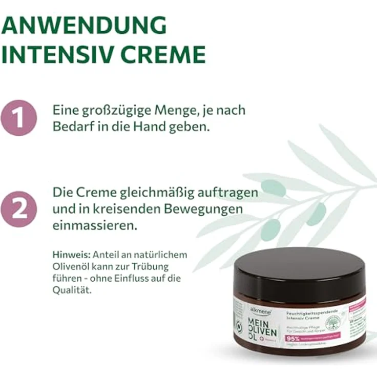 Alkmene Intensiv Hautcreme trockene Haut 200 ml - Vegan, mit Olivenöl, 95% bestätigen gepflegte Haut – Bild 4