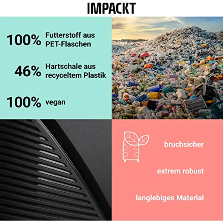 IMPACKT IP1 Handgepäck Kosmetikkoffer aus recyceltem Material mit 6 Jahren Garantie; nachhaltiges Beautycase mit Aufsteckfunktion; 40 cm, 1,5 kg, 22 Liter – Bild 4