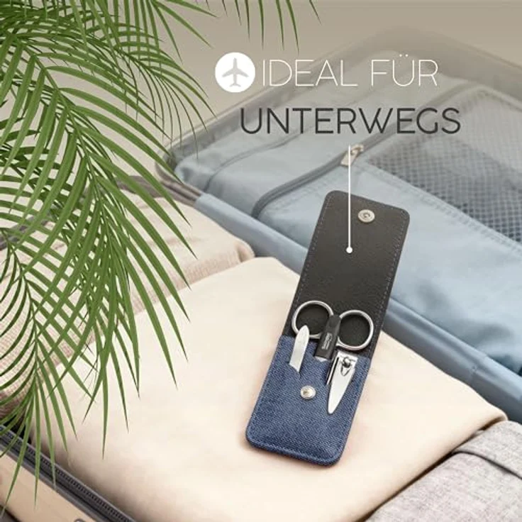 marQus Maniküre Set 4-teilig, praktisches Nagelpflegeset mit Solingen Feile, kompakt im Jeans Design – Bild 4