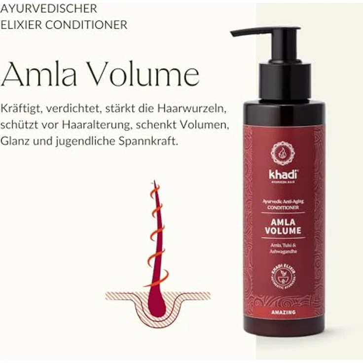 Khadi Amla Volume Conditioner, Ayurvedische Pflanzenkraft für dichteres, volleres Haar, natürlich & vegan, 200ml – Bild 2