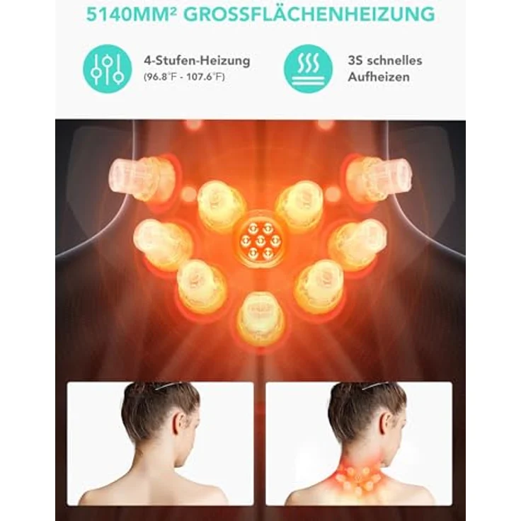 SKG G7 Pro Fold, faltbares Nackenmassagegerät mit 9-Kopf-Vibrationsmassage, Wärmefunktion und APP-Steuerung, kabellos tragbar, nur 270g – Bild 3