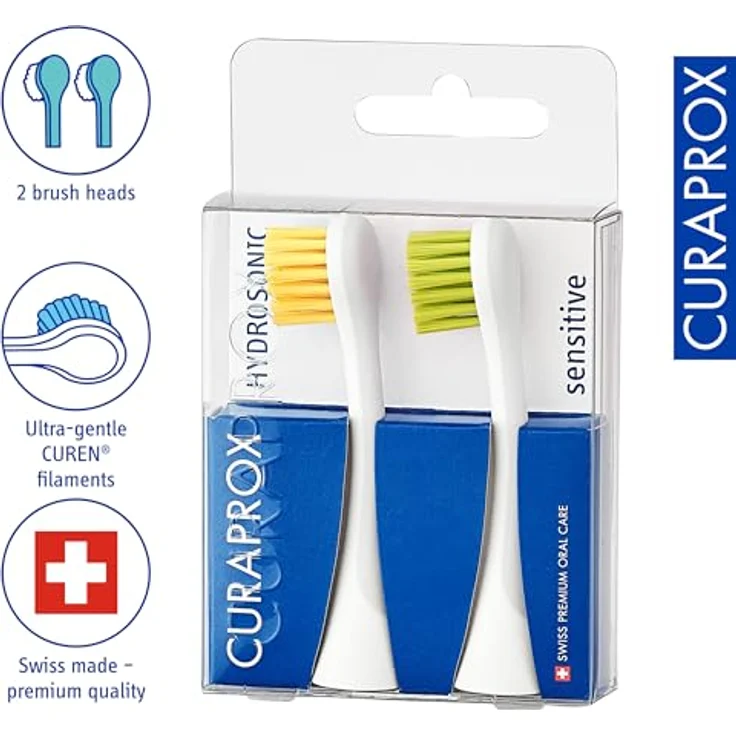 Curaprox Hydrosonic Sensitive, Ersatzkopf für Zahnbürsten, 2 St., weiche Borsten für sanfte Mundpflege – Bild 2