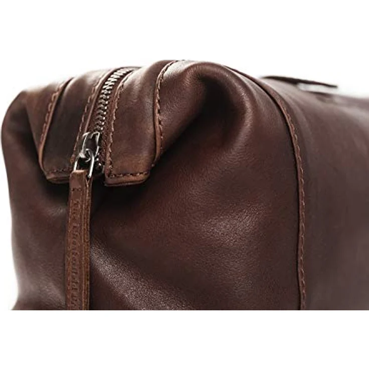 Chesterfield Brand The Kulturbeutel Vince Leder für Damen und Herren | Reise Waschen Rasieren Kosmetik Tasche Badezimmer Toilettenartikel Großer Organizer Make-up, Braun, Large – Bild 3