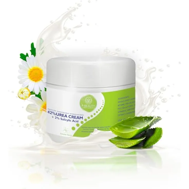 P-Beauty Urea Creme 42% mit 2% Salicylic Acid, 150g Fußcreme & Kallusentferner mit Aloe Vera und Teebaumöl für intensive Feuchtigkeit und Hauterweichung – Bild 1