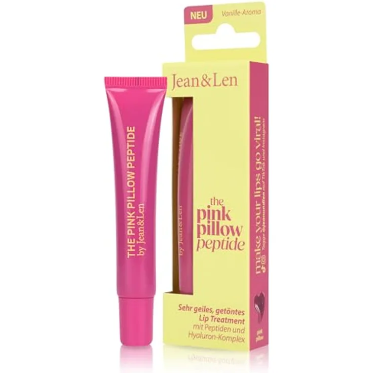 Jean & Len Lip Treatment Pink Pillow, leicht getönte Lippenpflege mit Gloss-Finish, Plumping-Effekt, Vanille-Aroma, vegan, 10 ml