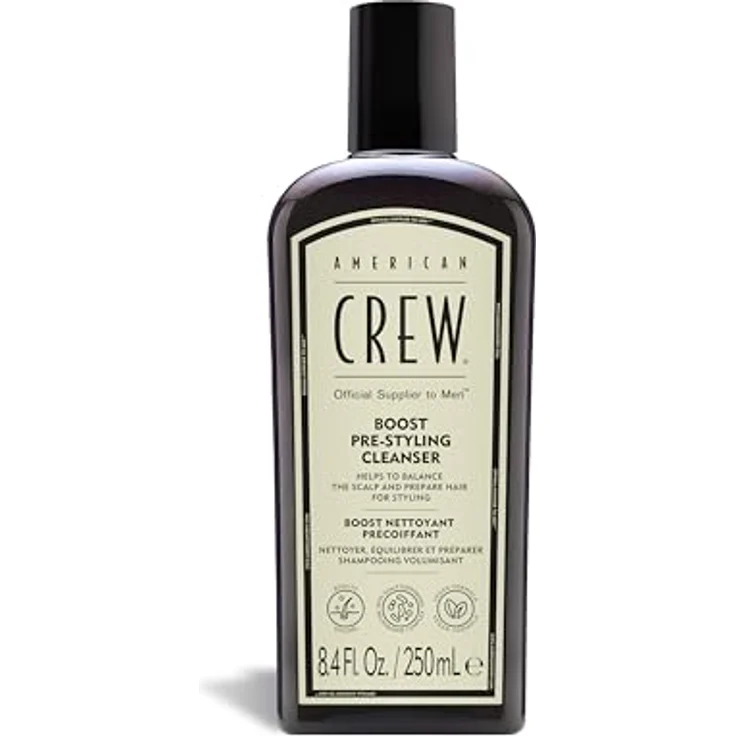 AMERICAN CREW Boost Pre-Styling Shampoo, 250 ml, Volumenshampoo für Männer, veganes Haarshampoo für feines, dünnes oder plattes Haar, Pre-Haarstyling für mehr Volumen & Fülle – Bild 1