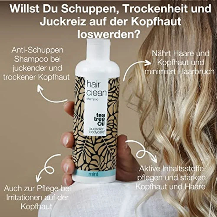 Australian Bodycare Teebaumöl Shampoo 500 ml | Anti-Schuppen, Juckende, Trockene Kopfhaut | Tee Tree Oil und Mint, auch zur Kopfhautpflege bei Schuppenflechte, Ekzemen, Neurodermitis & Pickeln – Bild 2