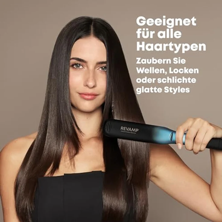 REVAMP ST-2000-EU Haarglätter, Ionen-Technologie, bis 235 °C, extra lange (35 mm) und lange (130 mm) Platten, blau-metallic – Bild 7