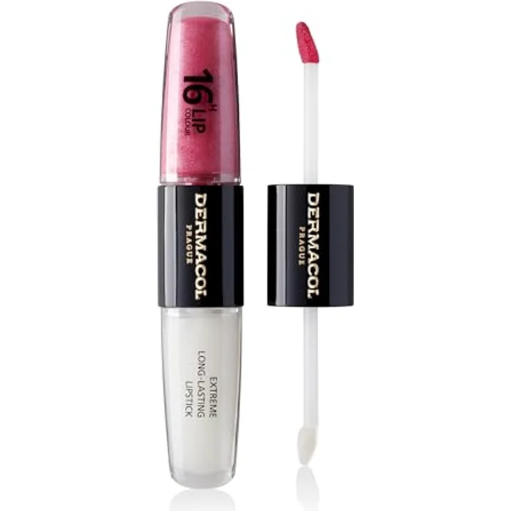Dermacol 16H Lip Colour, langlebiger Lippenstift in Farbton 15 Dazzling Diva, 2x4 ml mit hoher Pigmentierung und glättender Textur – Bild 1