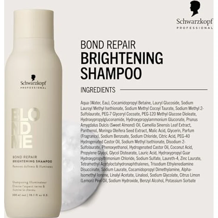 Schwarzkopf Professional Blondme Bond Repair Brightening Shampoo, aufhellendes Shampoo für blonde Haare, vegan, 1000 ml – Bild 3
