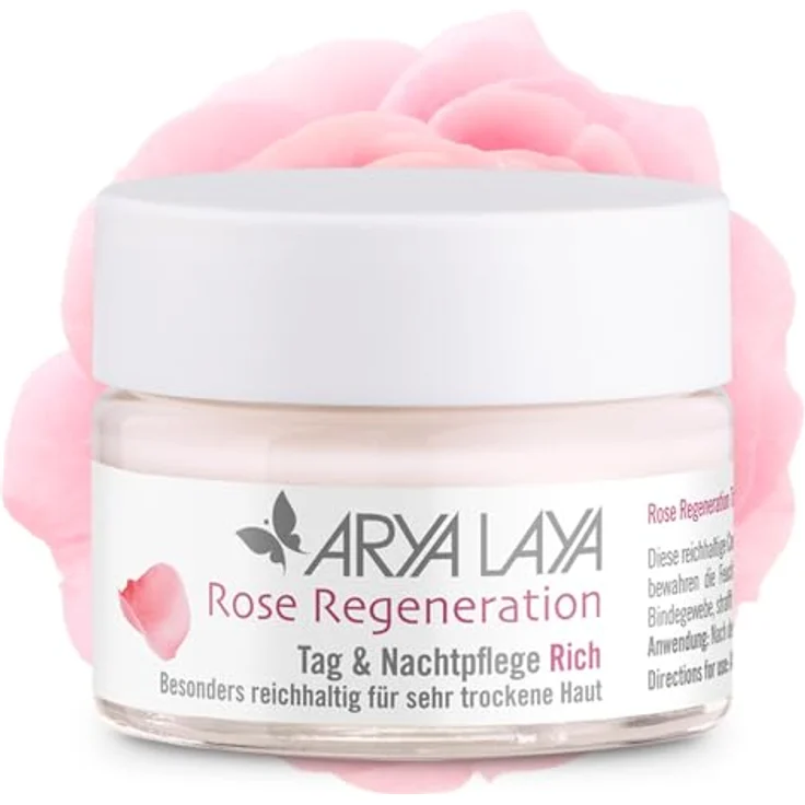 ARYA LAYA Rose Regeneration Tag & Nachtpflege RICH, 50 ml – Anti-Aging Creme mit Rosenblütenöl, ideal für sehr trockene Haut und Couperose, vegan – Bild 1