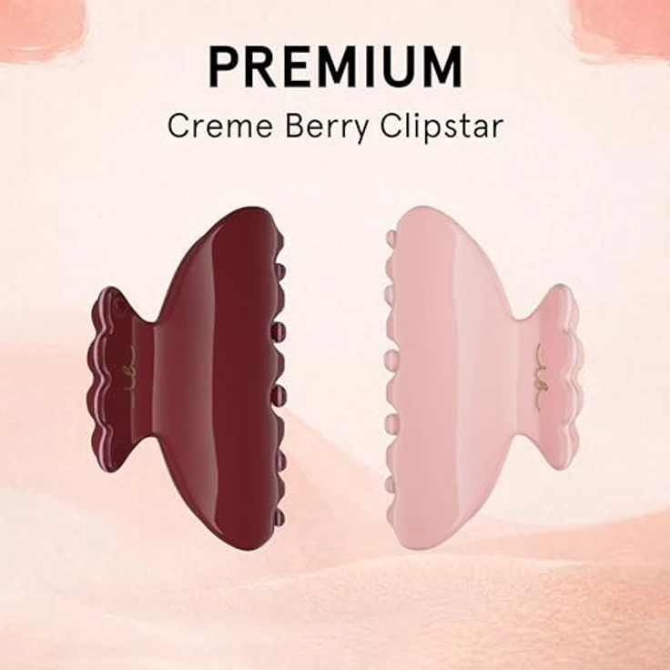invisibobble Clipstar Premium Creme Berry, Haarklammer für dickes & feines Haar, mittel, 2er Set in Creme und Beerenrot, haarschonend ohne Abdruck – Bild 2