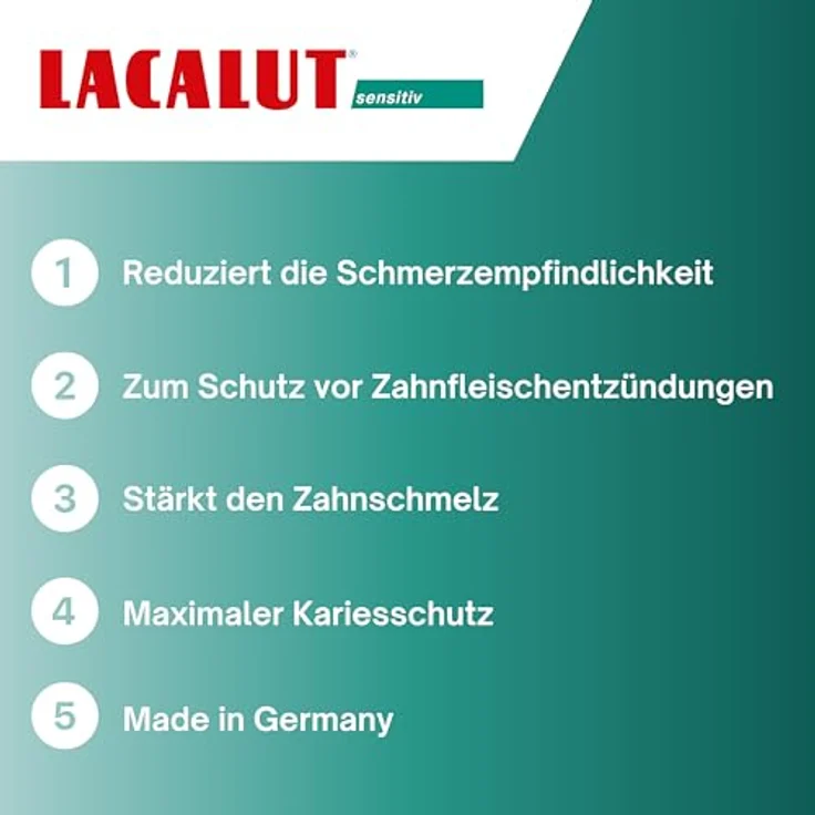 LACALUT Sensitiv Zahncreme, reduziert Schmerzempfindlichkeit, schützt Zähne & Zahnfleisch, 75ml – Bild 4