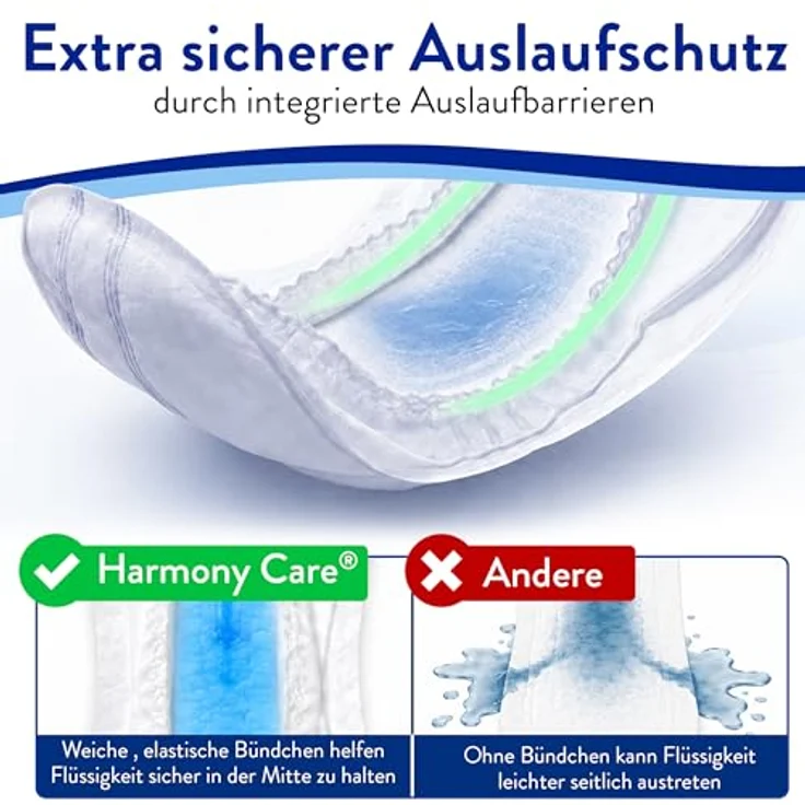 Harmony Care® Lights Maxi Night, Unisex Inkontinenzeinlagen mit Auslaufschutz und Geruchskontrolle, 144 Stück, saugstark bis 1050ml – Bild 5